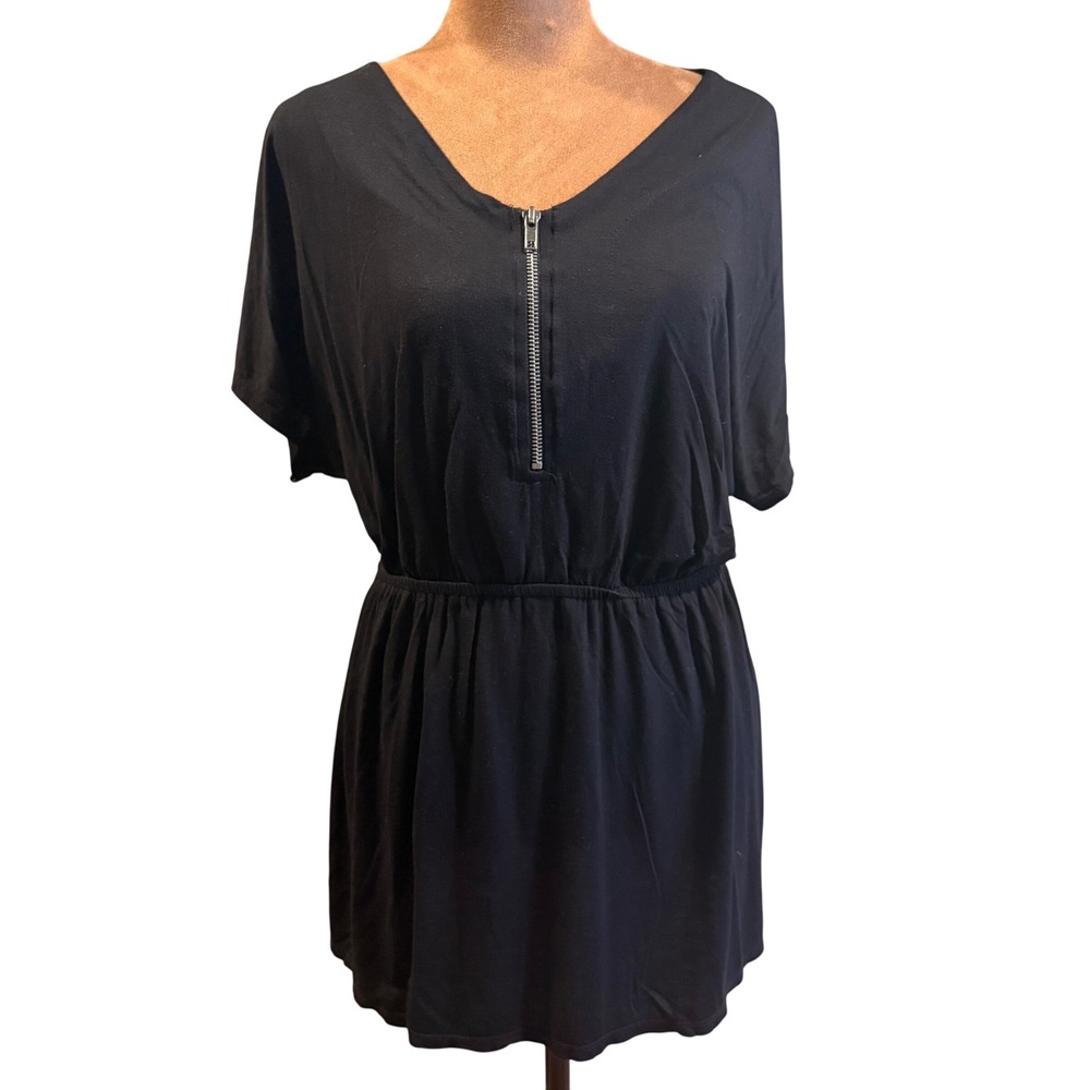 Forever 21 Tunic Top/Mini Dress Womens M Black Empire Waist Minimalist Rock Boho